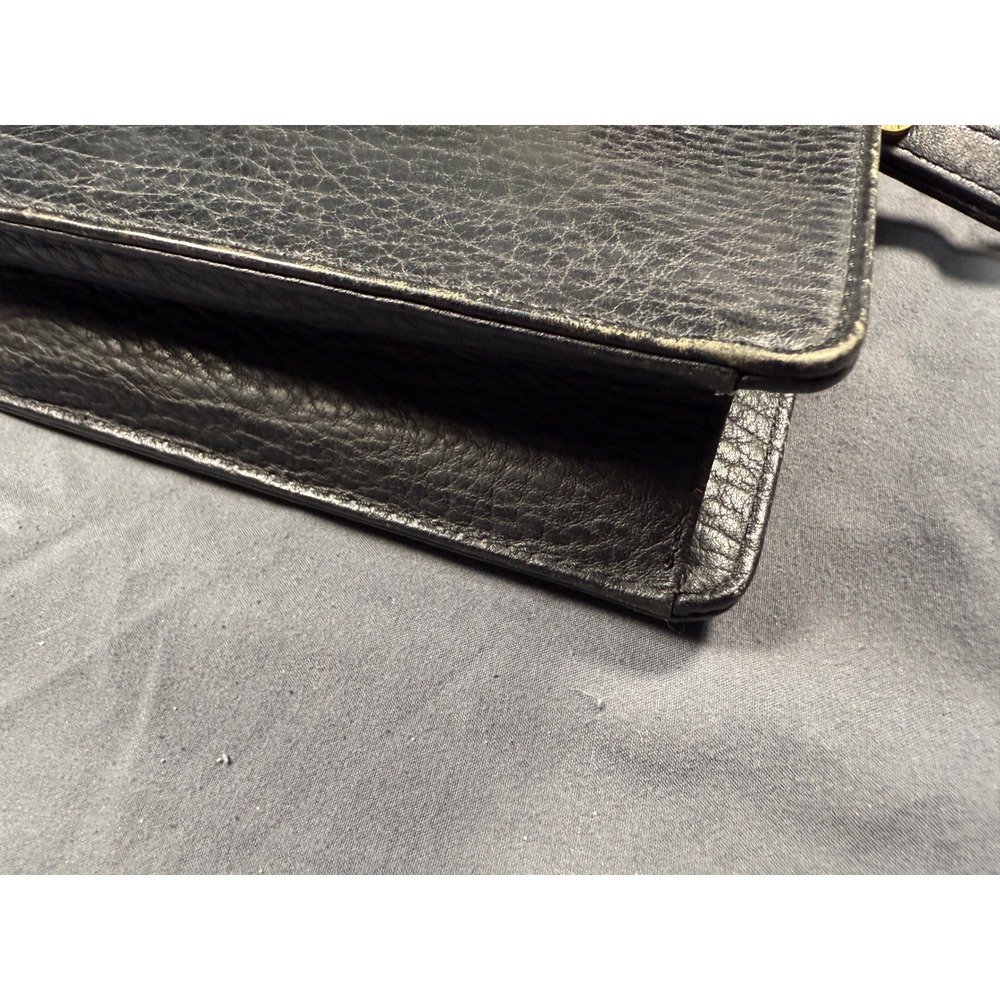 Burberrys Black Leather Clutch Bag Wristlet Pouch Zippered Front Pocket Vintage - Picture 5 of 12